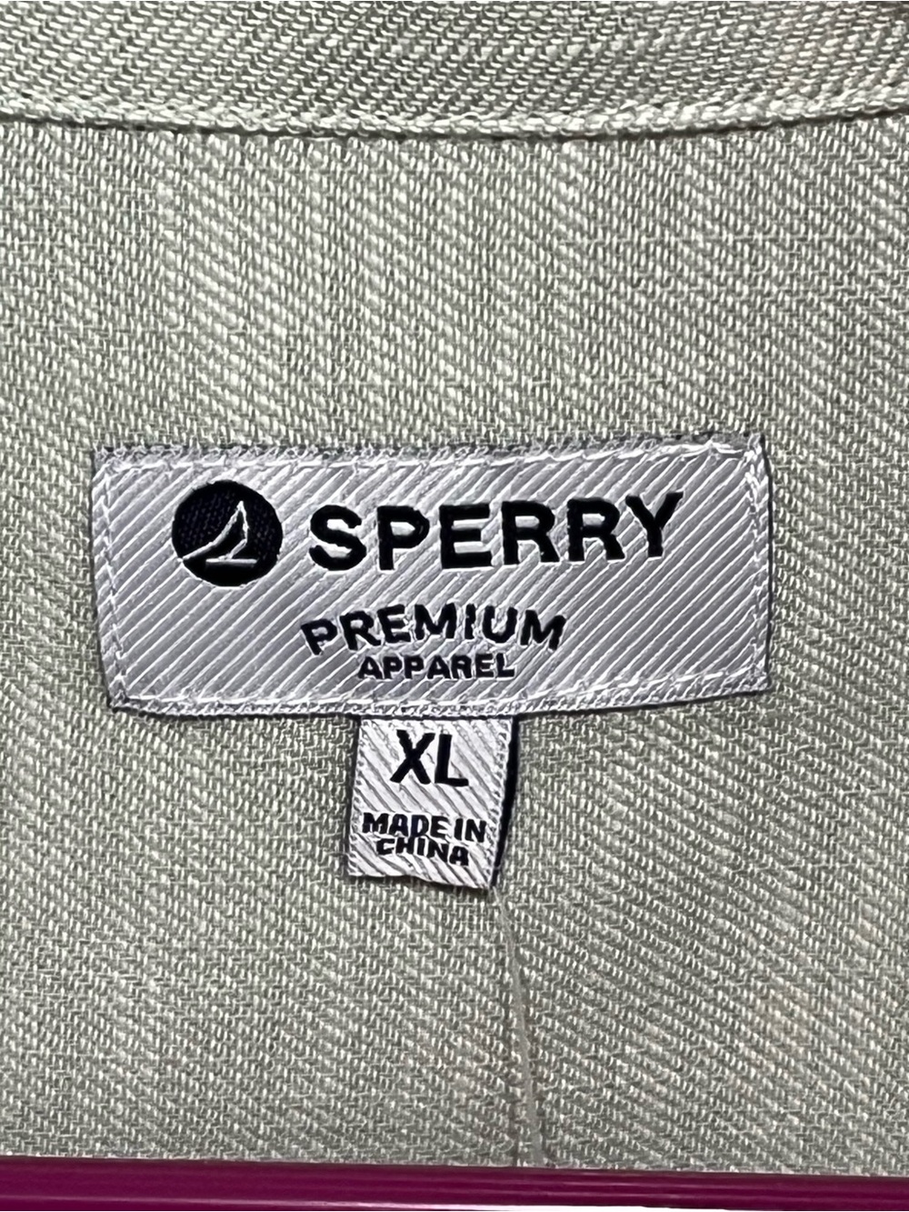 NWT Sperry Men’s Camp Collared Button Down Short Sleeve Shirt - XL - Light Green - Picture 10 of 11